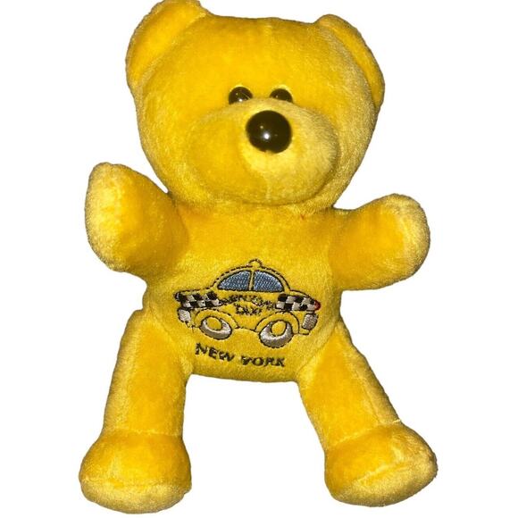 7" Plush Teddy Bear Yellow New York Taxi Embordered New York City Souvenir NYC - Picture 1 of 2